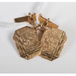 Pair of vintage 9ct gold octagonal shaped cufflinks, 3.6 grams.