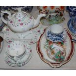 Selection of ceramics, to include a 19th century Staffordshire cow figure, a Meissen 'onion pattern'