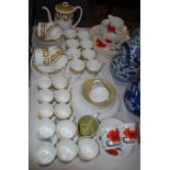 Susie Cooper 'keystone' pattern coffee set, with eight cups, saucers, plates and coffee pot,