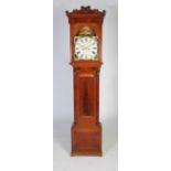 A 19th century Scottish mahogany longcase clock J. Copland, Girvan, the caddy top hood with carved