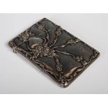 Birmingham silver calling card case, with embossed decoration of flowers and foliage, 2.2 troy oz.