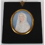 Joyce Kilburn Nee Collier RMS (British 1884 - 1972) Portrait Miniature of Lady Atkinson watercolour