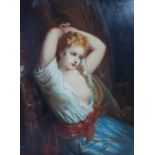 Late 19th / early 20th century Continental school A female nude seated with flowing drapery oil on