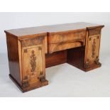 An early 19th century Scottish mahogany pedestal sideboard, of breakfront form with two central long