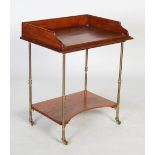 A late 19th / early 20th century mahogany campaign style desk, with rectangular top with three