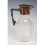 An Edwardian silver mounted cut glass claret jug, Sheffield, 1905, makers mark of Walker & Hall, the