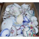 Box - mixed ceramics to include floral tea ware items, Port Merion and several hand painted 19th