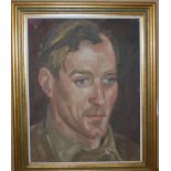 AR Gordon Stewart Cameron RSA (1916-1994) Portrait head of Alistair J. T. Patterson, in back Wynd