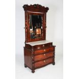 An early 19th century mahogany and marble mirror backed hall cabinet, possibly Irish, formed of a