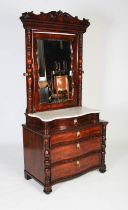An early 19th century mahogany and marble mirror backed hall cabinet, possibly Irish, formed of a