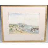 Thomas Paterson (Early 20th century British School) A beachscape watercolour on paper, signed 'T