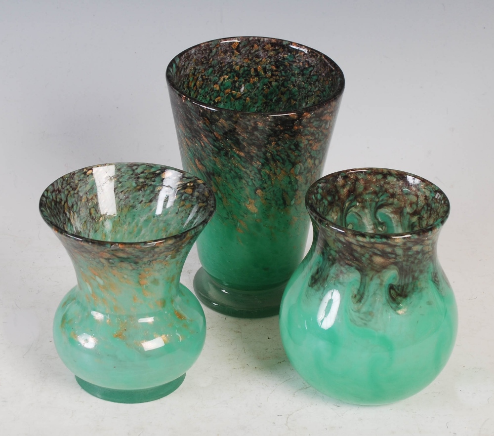 Three Monart vases, comprising; a shape DD vase 16cm high, a shape SA vase, 12.5cm high, and a - Image 2 of 4