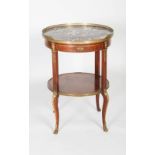 A late 19th/ early 20th century French mahogany, marble and gilt bronze mounted gueridon table,