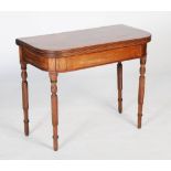 Late 19th/ early 20th century mahogany tea/ card table, the fold-out top of rectangular form with