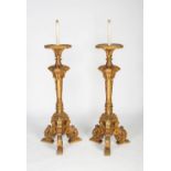 A fine pair of French giltwood torcheres of Louis XIV style, late 19th / early 20th century,