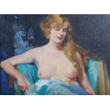 James Clark (British 1858 - 1943) Seated female nude oil on board, signed 'CLARK' lower left 28cm