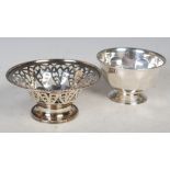 Two silver bowls, comprising Birmingham silver bonbon dish with pierced detail and Sheffield