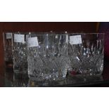 Six cut crystal tumblers, to include two stamped 'Stewart' and four stamped 'Edinburgh Crystal', all