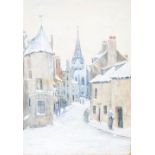 A. Paterson (19th century) The Wallace Tower and Nethergate, Aberdeen, in Winter watercolour, signed