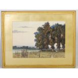 A C Ballaro (Early 20th century British School) Poplar trees by a lake watercolour on paper,