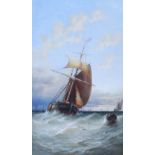 Late 19th century Dutch school A boat sailing in a high breeze oil on canvas, signed with