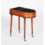 A George III mahogany cutlery stand in the manner of Gillows, the two compartments with tin