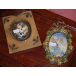Two decorative portrait miniatures, one depicting an 18th century lady (possibly Marie Antoinette)