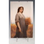 A 19th century KPM, Berlin porcelain rectangular plaque, decorated with 'Ruth in the Cornfield',