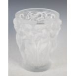 A modern Lalique Bacchantes vase, in clear and frosted glass with a frieze of female figures