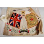 An early 20th century unmounted embroidered silk work panel for the Gordon Highlanders, worked in