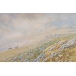 AR Ian R Oates (Scottish 1950 - 2010) Stags on a hillside, Glen Lochay watercolour on paper,