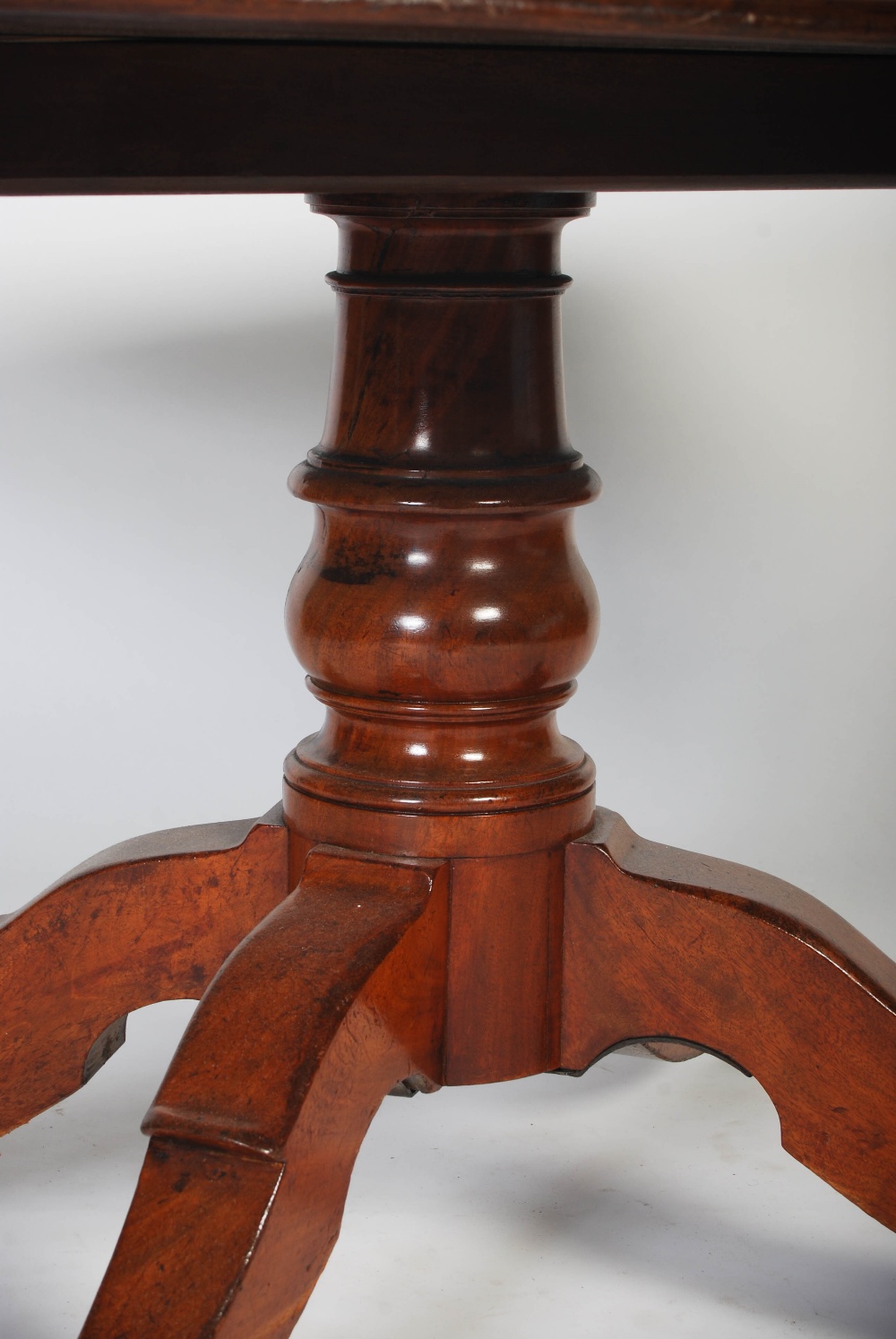 A 19th century mahogany tilt top breakfast table, the top of plain rectangular form on a turned - Image 4 of 5