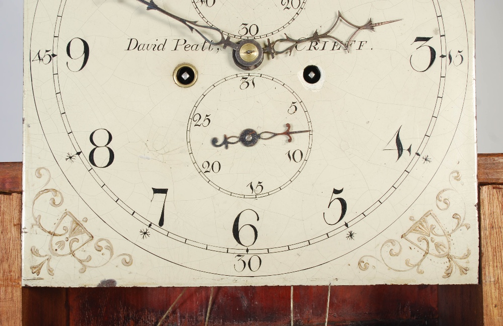 A 19th century Scottish mahogany longcase clock David Peatt, Crieff, the hood with broken swan - Image 4 of 9