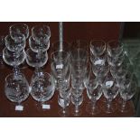 A suite of modern Stewart crystal drinking glasses, all cut with a fern design, including six wine