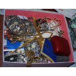 Box of costume jewellery, including necklaces, beads, faux pearls, etc.