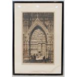 Albany E Howarth (British 1872 - 1936) A French cathedral door etching on paper, signed in pencil