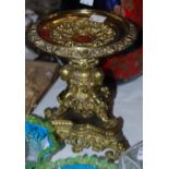 Late 19th/ early 20th century brass table centrepiece/ tazza, formed of a circular dish with three