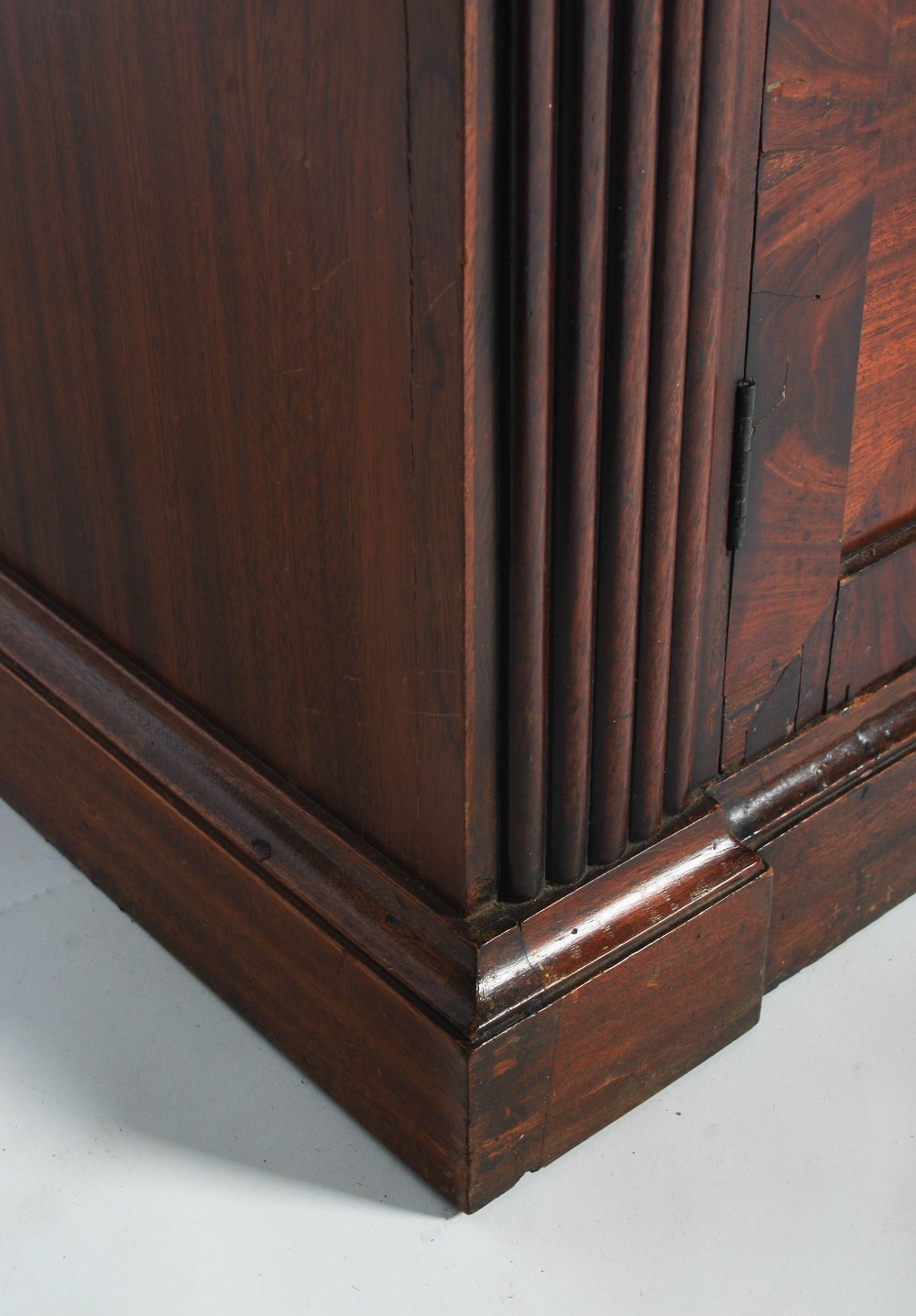 A 19th century mahogany bookcase of slender proportion, the large glazed doors flanked by two reeded - Image 2 of 4