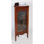 Early 20th century mahogany corner display cabinet, with galleried top and single astragal glazed