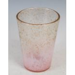 A Monart vase, shape OE, mottled clear and pink with gold coloured inclusions, 17.5cm high.