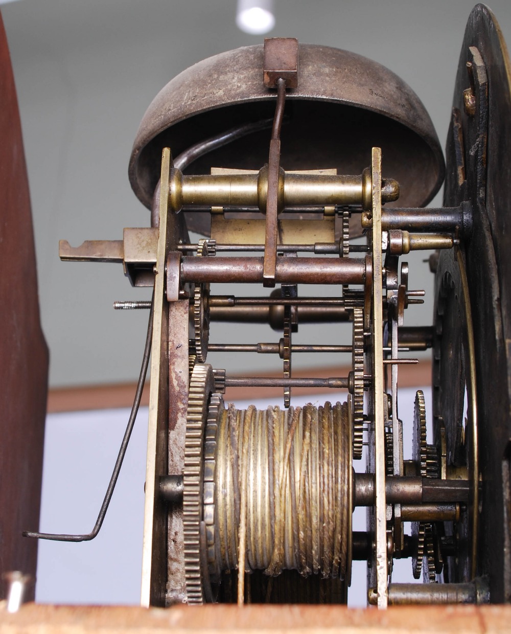 A late 18th century mahogany longcase clock, the arched hood flanked by quarter columns, the trunk - Image 5 of 7