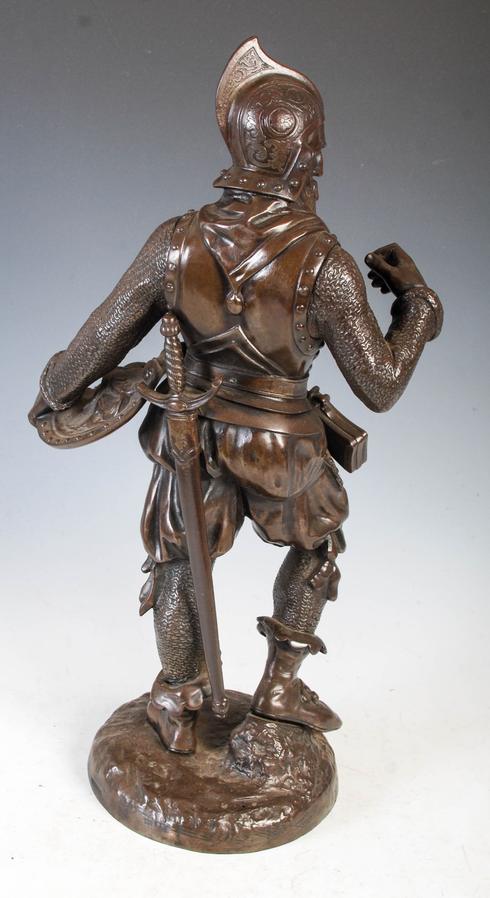 Late 19th/ early 20th century bronzed figure of a knight, 50cm high. - Image 3 of 4