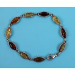 Silver & amber bracelet