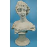 Bisque bust of lady - Approx H: 36cm