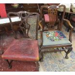 2 chairs to include early Hepplewhite style elbow chair on ball & claw feet