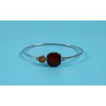 Silver & amber set bangle