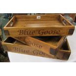 3 graduated wooden trays - Blue goose