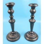 Pair of large & heavy pewter candlesticks - Approx H: 44cm
