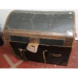 Leather traveling trunk