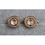 Pair of signed designer stone set earrings